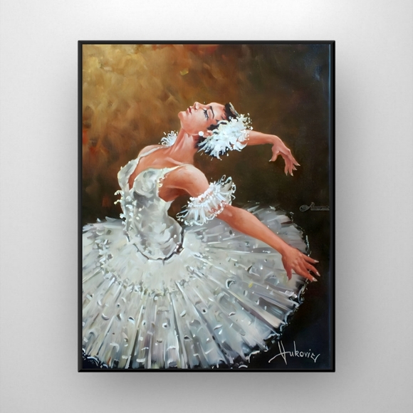 White Swan Ballerina Art Paintings Set Art Print 11x8.5 Framed - Picture 1 of 1